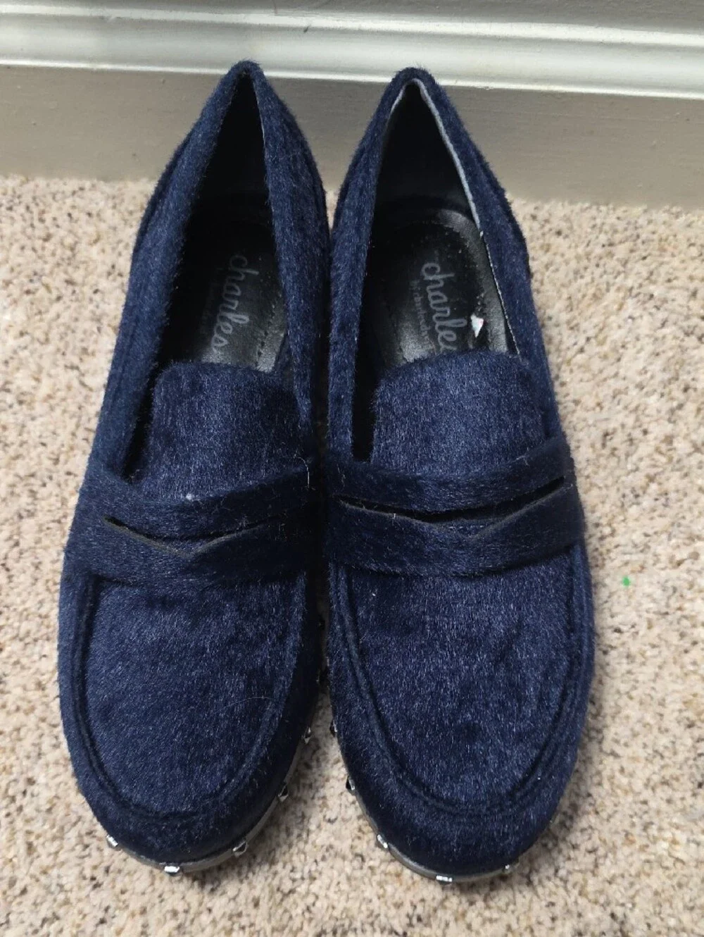 Charles By Charles David Boy's Navy Felt Slip-On Loafers